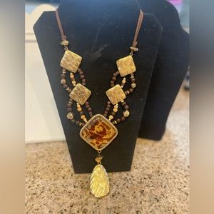 Chico’s Brown and Gold Statement Necklace